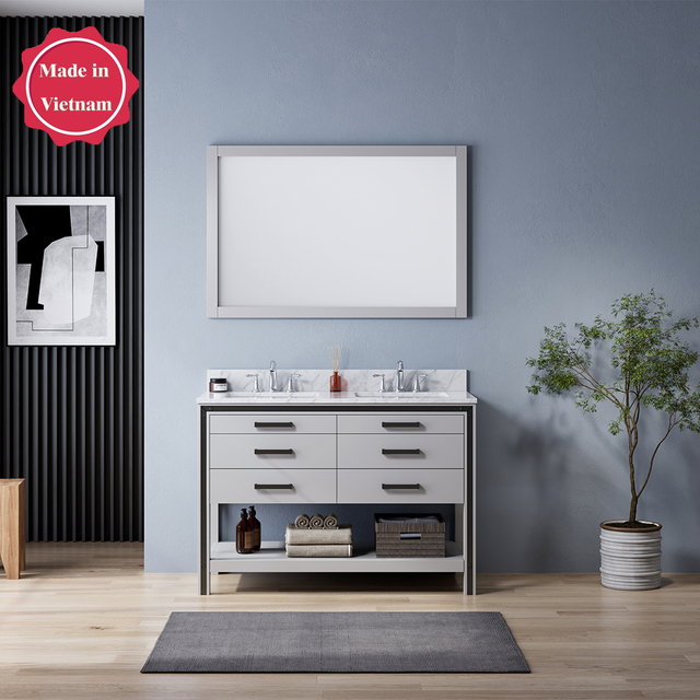 48 inch traditional grey wood Bathroom Vanity