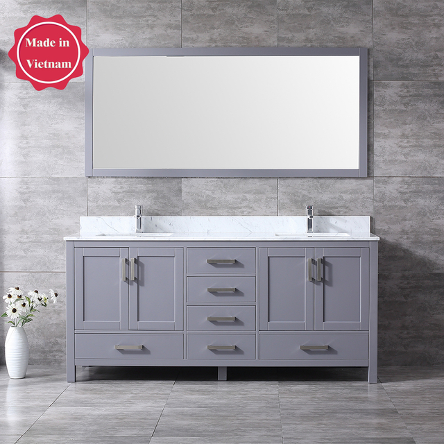 72 inch grey floor mounted Bathroom Vanity
