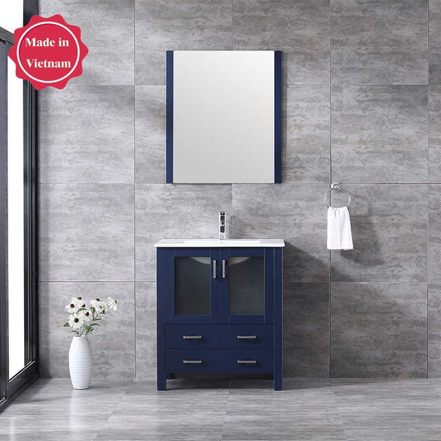modern navy blue floor mounted Bathroom Vanity