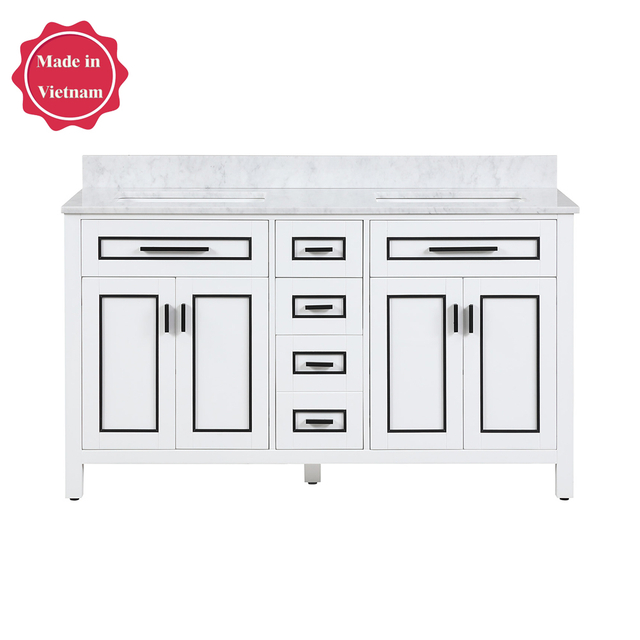 60 inch vintage white Bathroom Vanity with sink