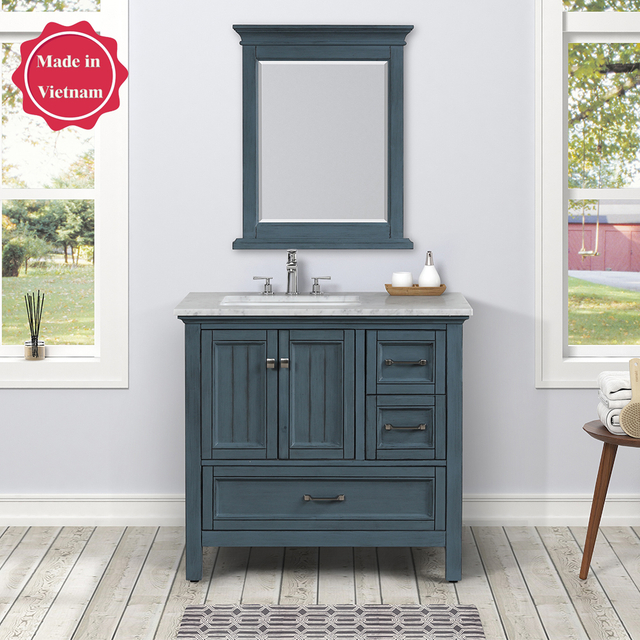 36 inch antique blue floor mounted Bathroom Vanity