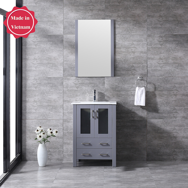 24 inch dark grey floor mounted Bathroom Vanity