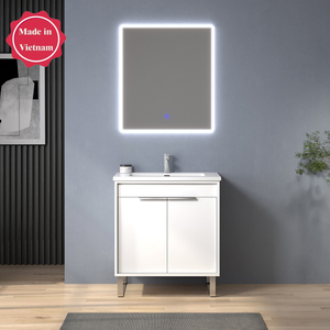 30 inch contemporary white Bathroom Vanity with metal bracket