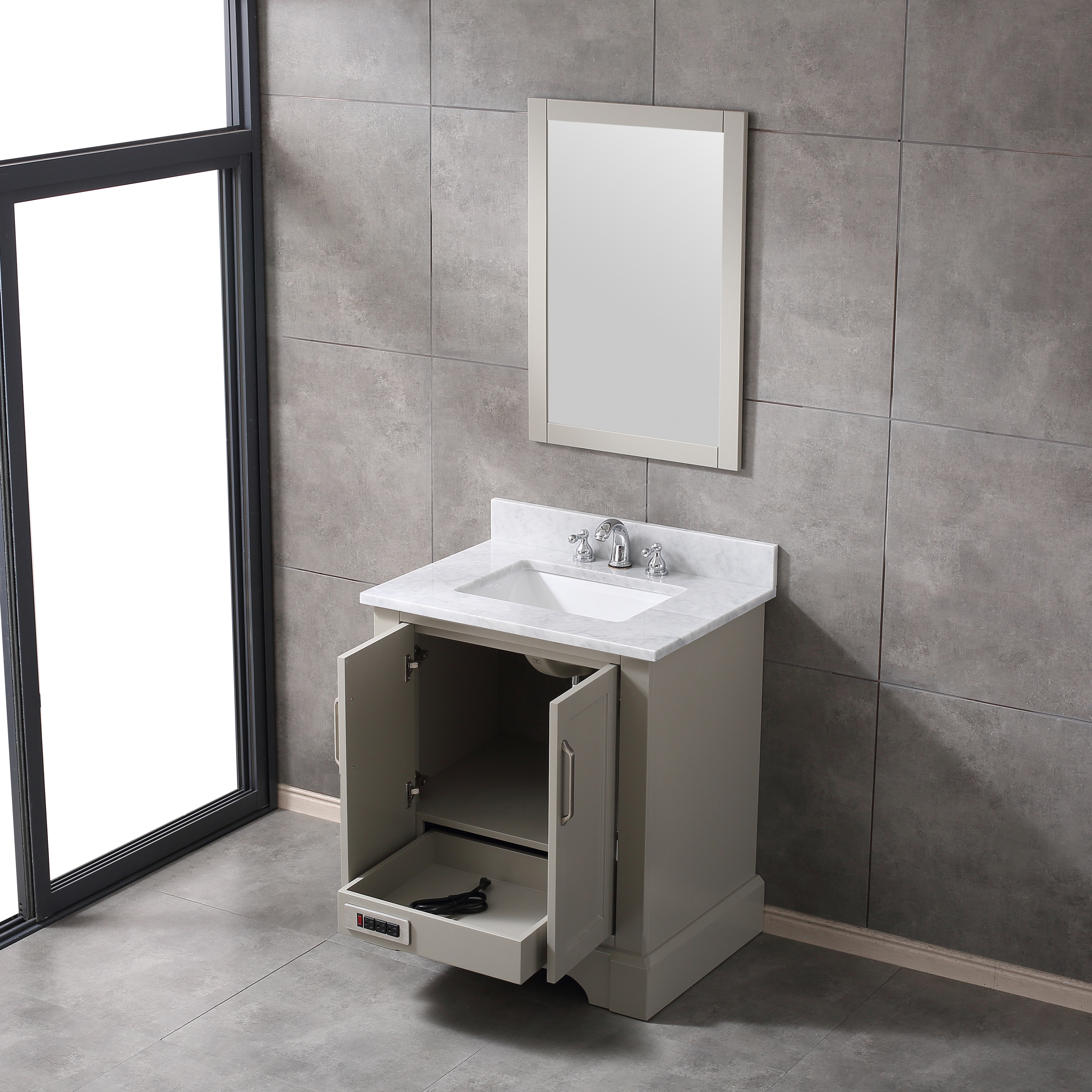 30 inch modern greige Bathroom Vanity with sink