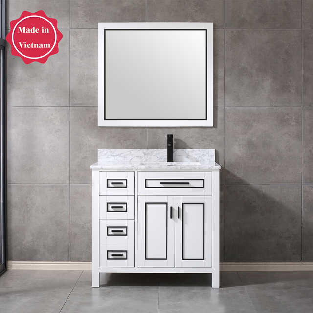 36 inch wood white Bathroom Vanity with sink