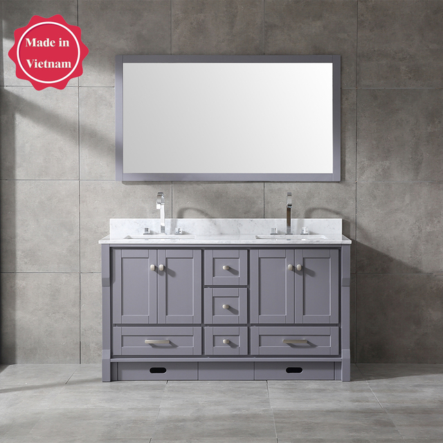 60 inch antique grey Bathroom Vanity with sink