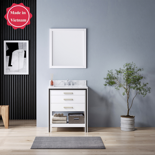 30 inch antique white Bathroom Vanity for corner