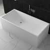 Square shape solid surface matt white free standing bathroom bathtub