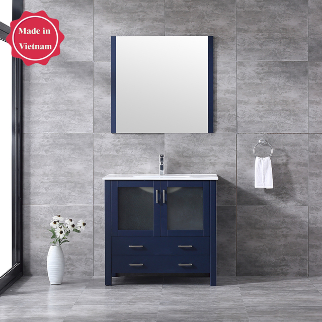36 inch navy blue free standing Bathroom Vanity