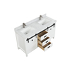 Solid wood cabinet 60 inch white color double sinks bathroom vanity with carrara marble top