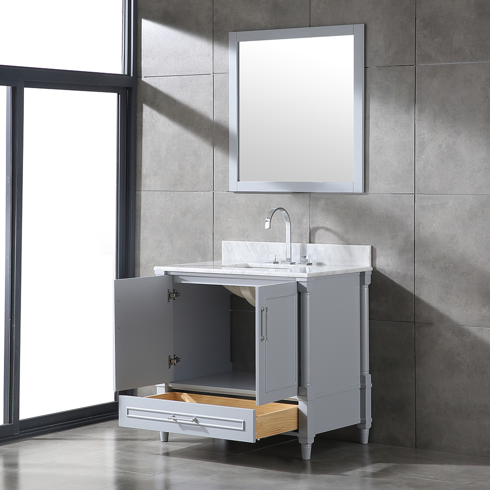 modern gray floor mounted Bathroom Vanity