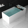 Square shape solid surface matt white free standing bathroom bathtub
