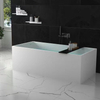Square shape solid surface matt white free standing bathroom bathtub
