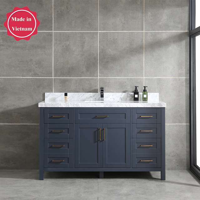 60 inch navy blue free standing Bathroom Vanity