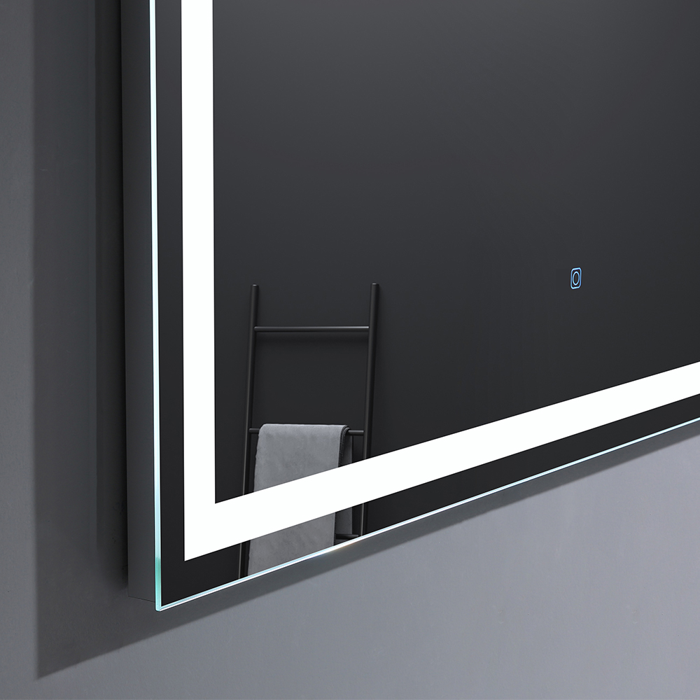 Rectangular waterproof wall mounted bathroom LED mirror