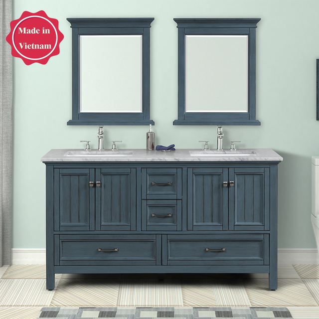60 inch antique blue countertop Bathroom Vanity