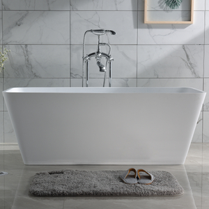 Square shape solid surface free standing matt white bathroom bathtub