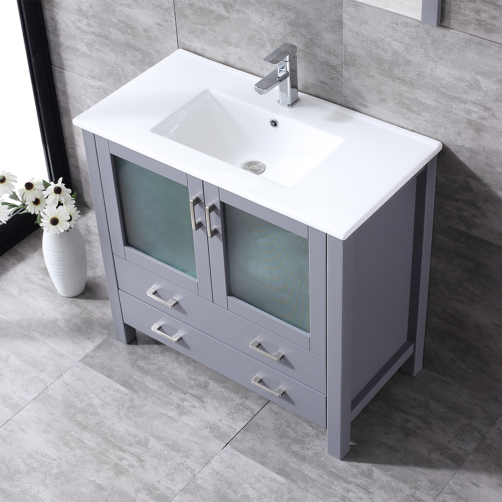 36 inch gray floor mounted Bathroom Vanity