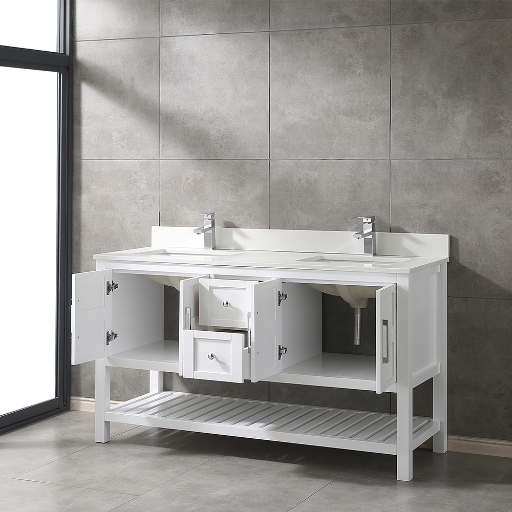 60 inch free standing modern white Bathroom Vanity