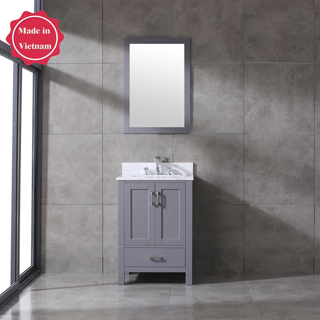 gray corner Bathroom Vanity