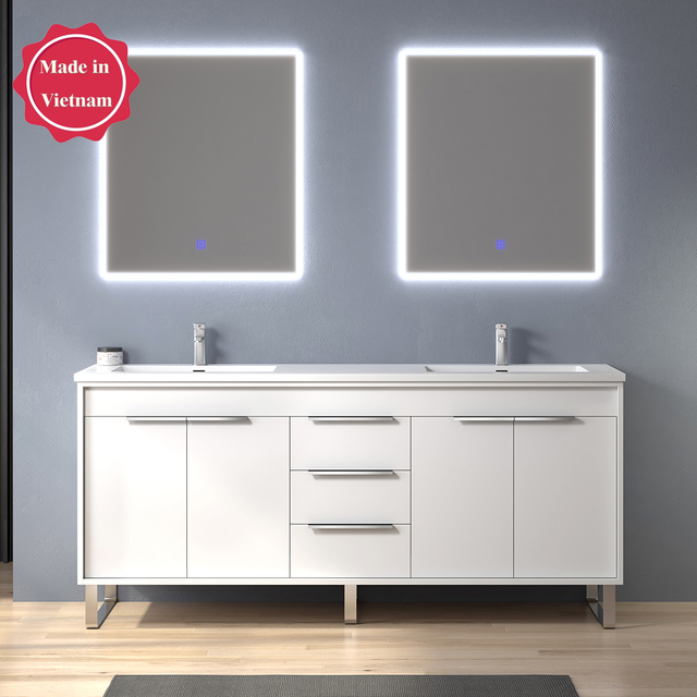 72 inch white double sinks Bathroom Vanity