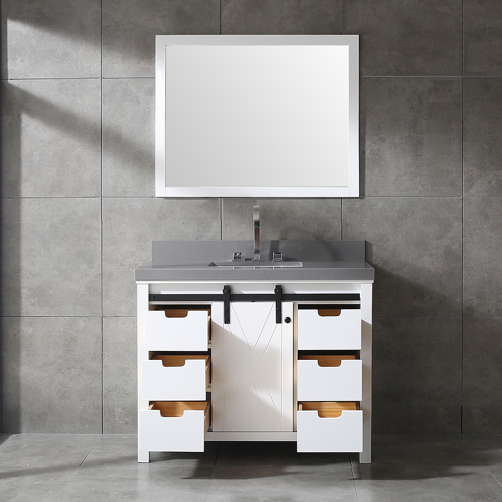 42inch white modern floor mounted Bathroom Vanity