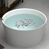 Circular shape free standing solid surface matt white bathtub