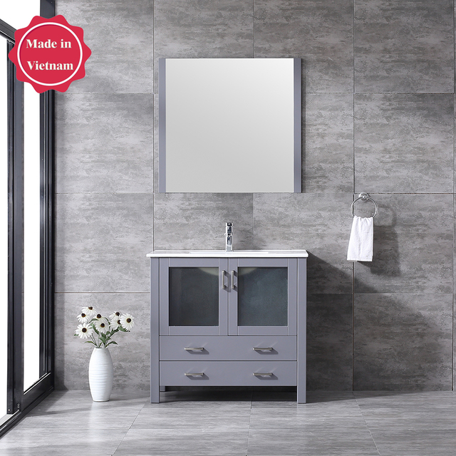 36 inch gray floor mounted Bathroom Vanity