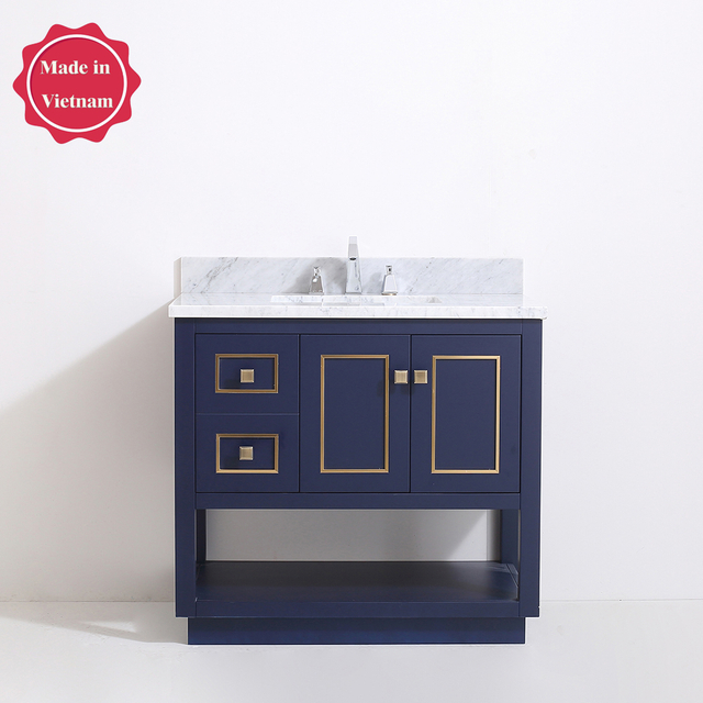 36 inch navy blue floor mounted Bathroom Vanity