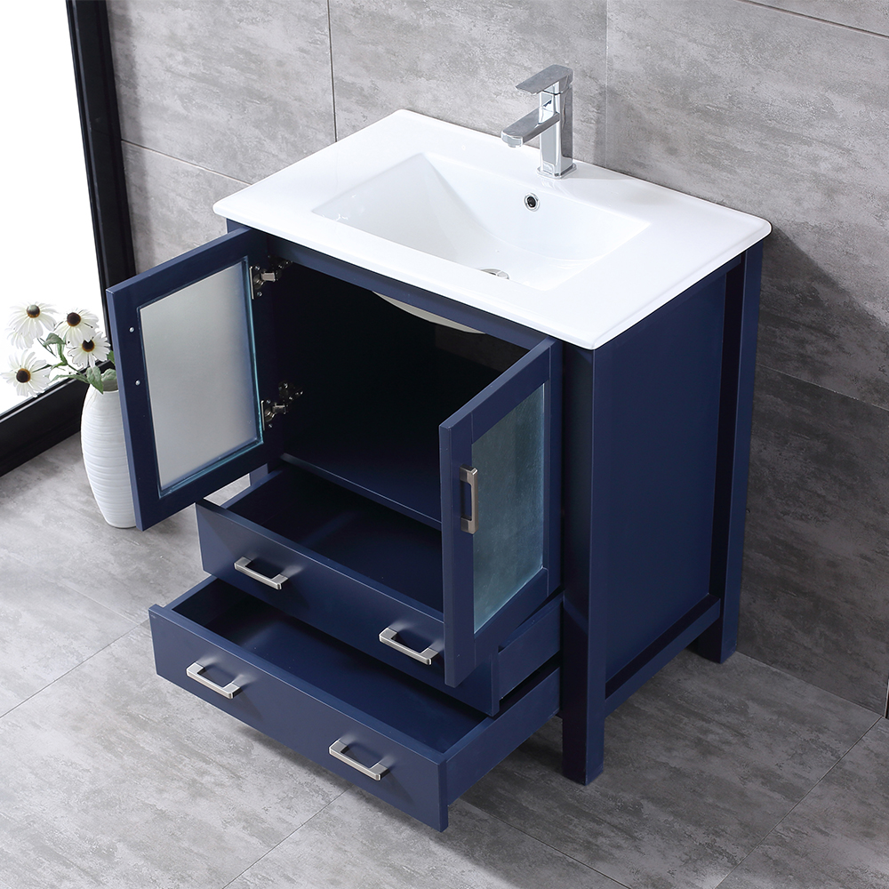 modern navy blue floor mounted Bathroom Vanity