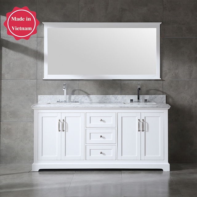 72 inch white modern floor mounted Bathroom Vanity