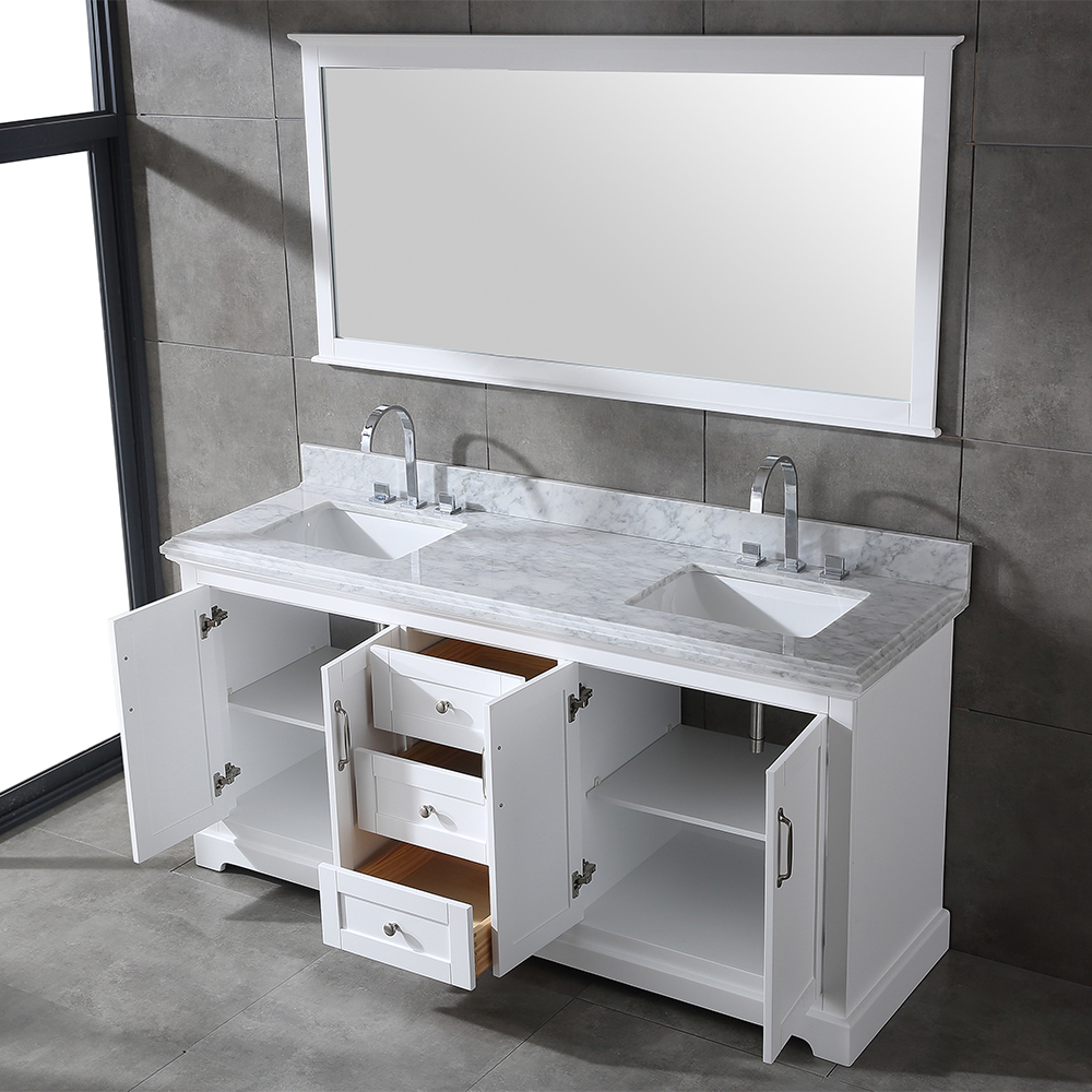 72 inch white modern floor mounted Bathroom Vanity