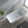 Square shape solid surface free standing matt white bathroom bathtub