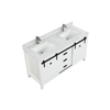 Solid wood cabinet 60 inch white color double sinks bathroom vanity with carrara marble top
