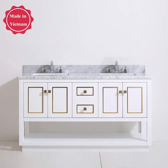 60 inch traditional white Bathroom Vanity for floor