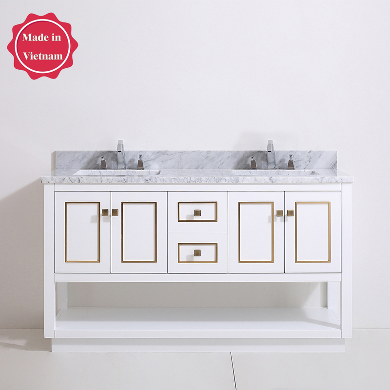 60 inch traditional white Bathroom Vanity for floor