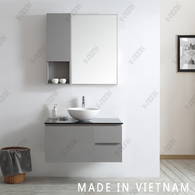 36 Inch Small Size Single Sink Solid Wood Cabinet Bathroom Vanity Grey Bathroom Cabinet 