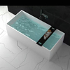 Square shape solid surface matt white free standing bathroom bathtub
