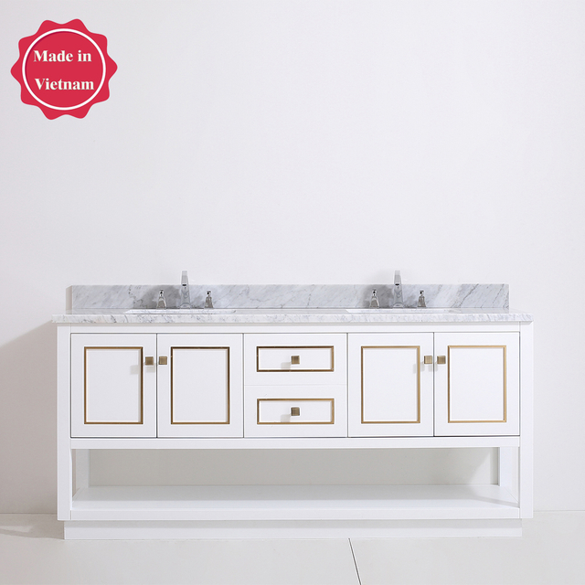 72 inch white floor mounted Bathroom Vanity