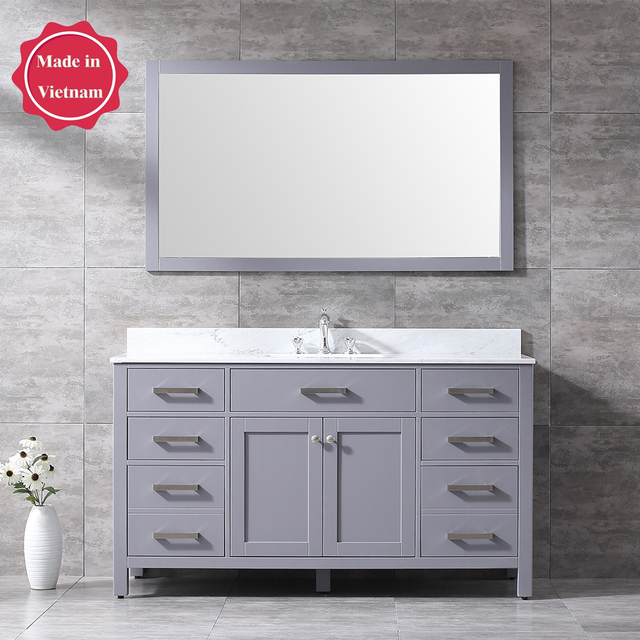 60 inch dark grey floor mounted Bathroom Vanity