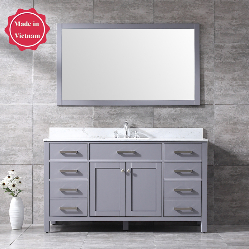 60 inch dark grey floor mounted Bathroom Vanity