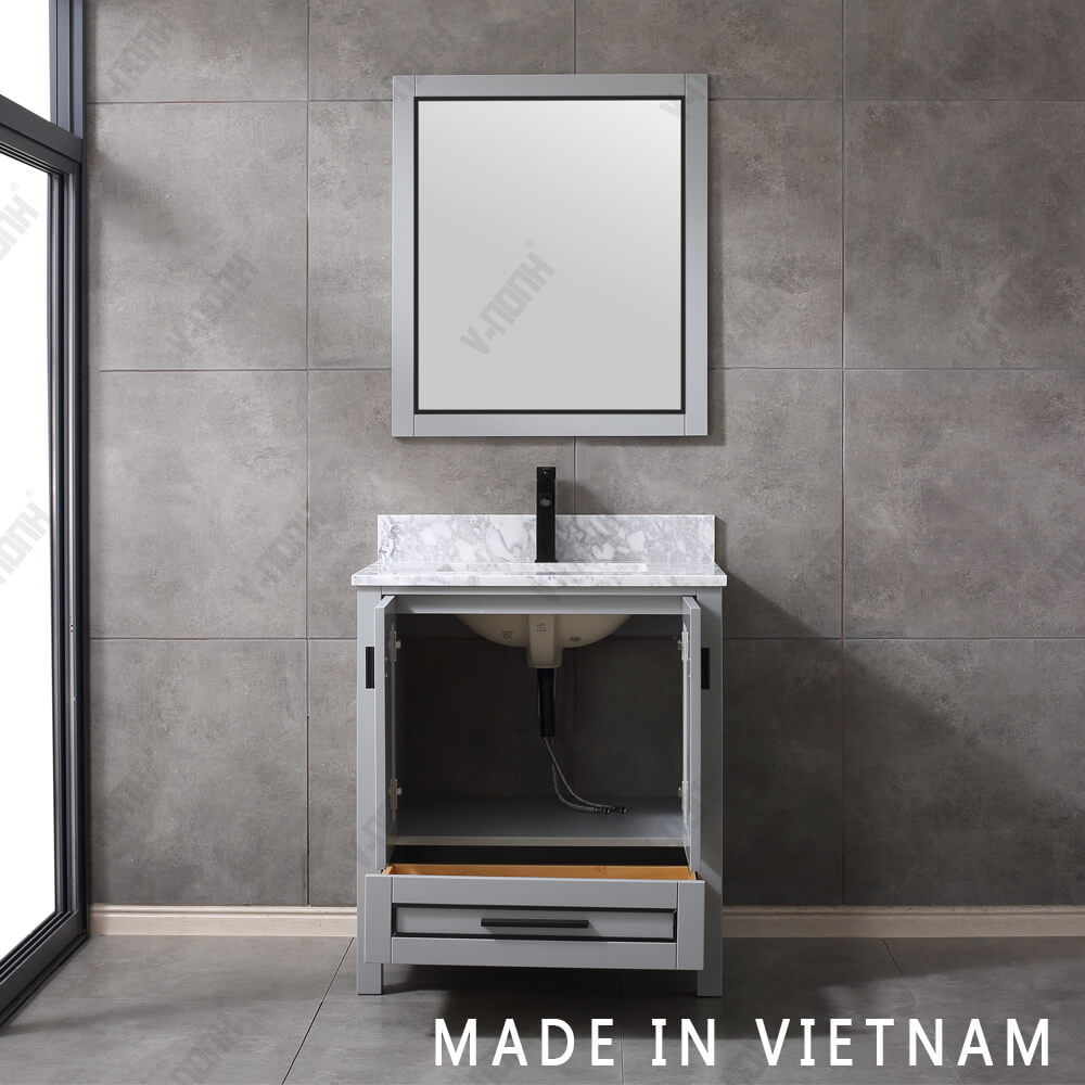 30inch Best Selling Bathroom Vanity in Grey with Dark Inlay Ornamentation