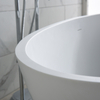Goose egg shape free standing solid surface matt white bathtub