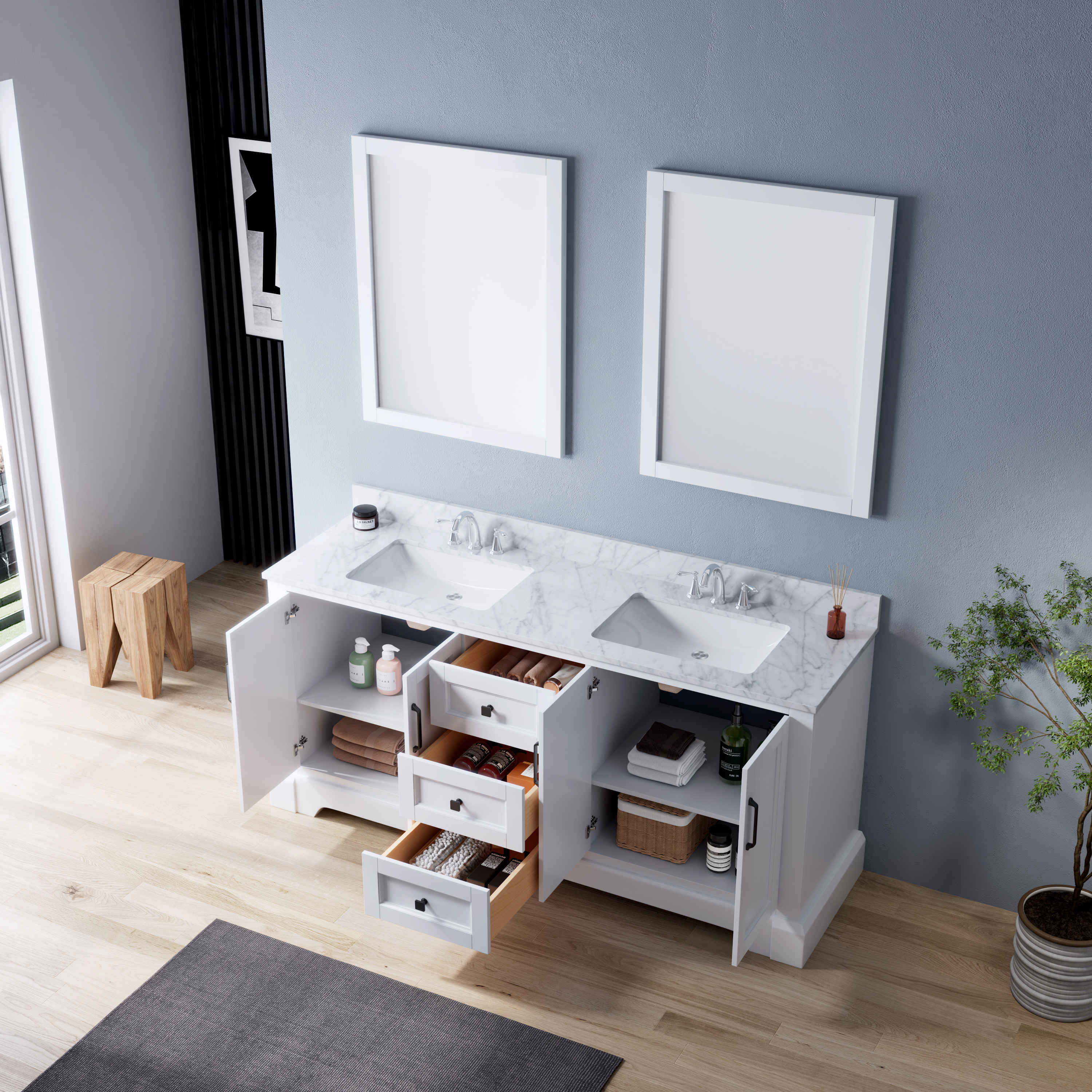 72 inch modern white Bathroom Vanity