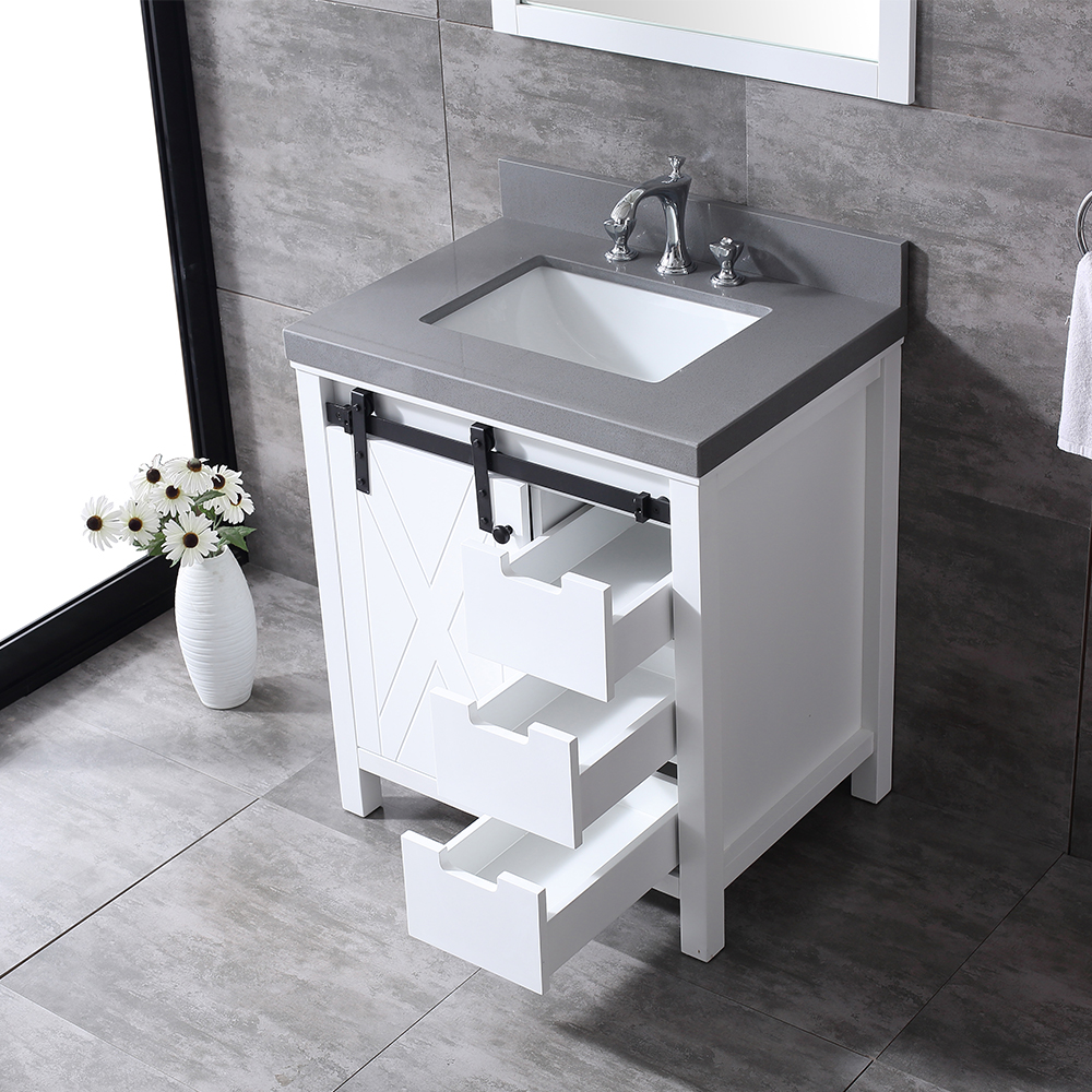 30 inch white modern corner Bathroom Vanity